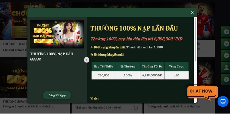 Thành viên mới nhận thưởng 100% lần nạp đầu