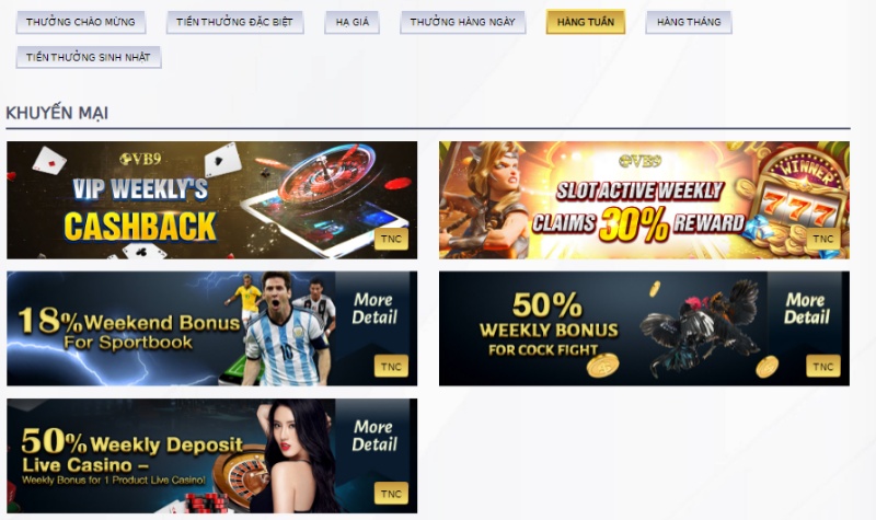 Khuyến mãi nhà cái Vuabai9 thưởng hàng tuần với casino trực tuyến